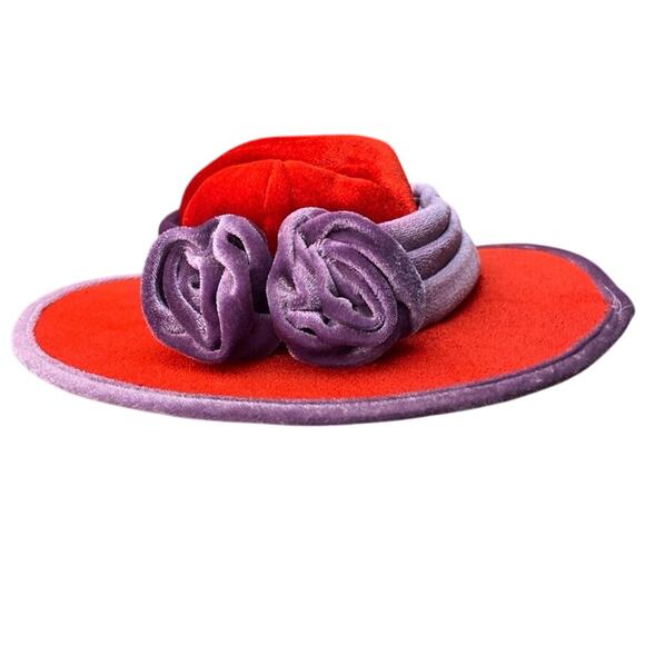 Red Hat Society Purple Rose bow Trim Doll Plush Small Decoration Toy Accessory - Picture 3 of 12